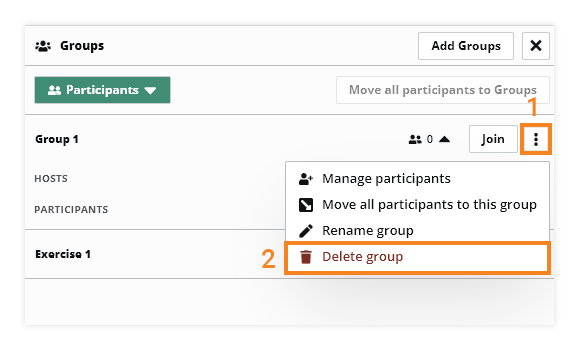 Virtual Classroom Breakout rooms: If you delete a group all participant will be returned to the Main group