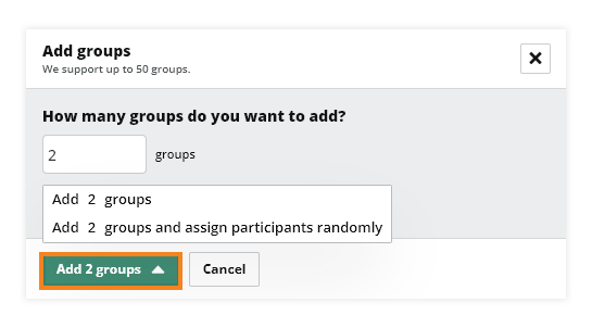 Virtual Classroom Breakout Rooms: To confirm the number of groups you want to add you will have to press the green button
