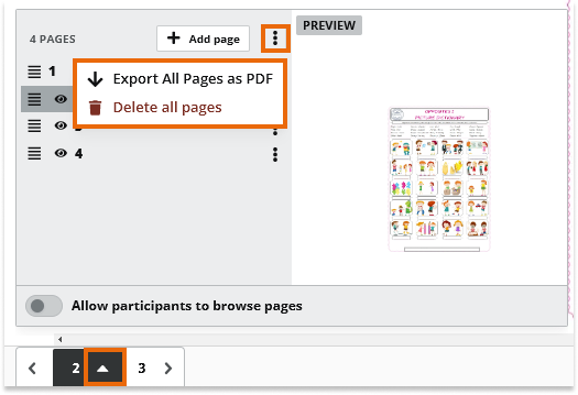 Virtual Classroom Online Whiteboard Pages: Whiteboard Sheets (Pages/Slides) options