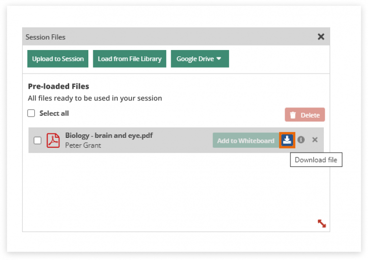 Virtual Classroom File Library: You and your students (if given permission) can download every file which has been uploaded in the Virtual Classroom