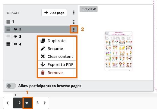 Virtual Classroom Online Whiteboard Pages: Whiteboard Sheets (Pages/Slides)