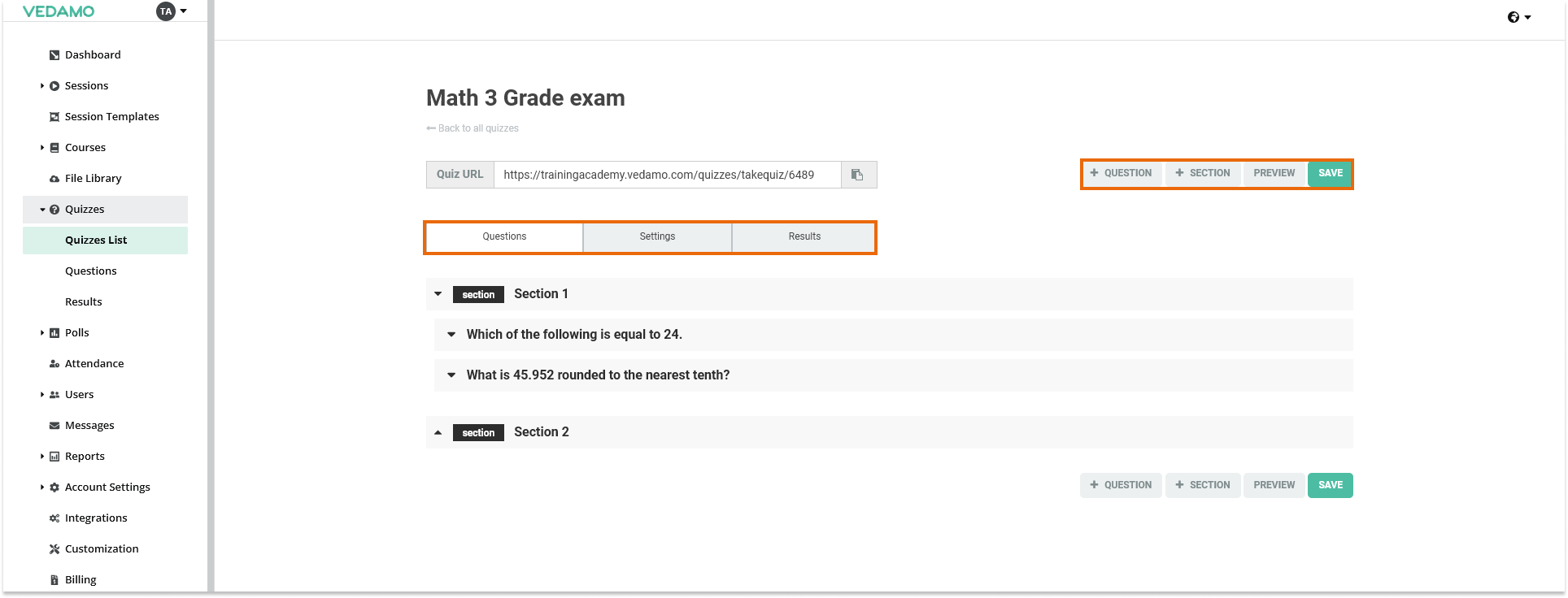 LMS Quizzes - Creation and Settings: You can use the quiz URL to share the quiz with your students