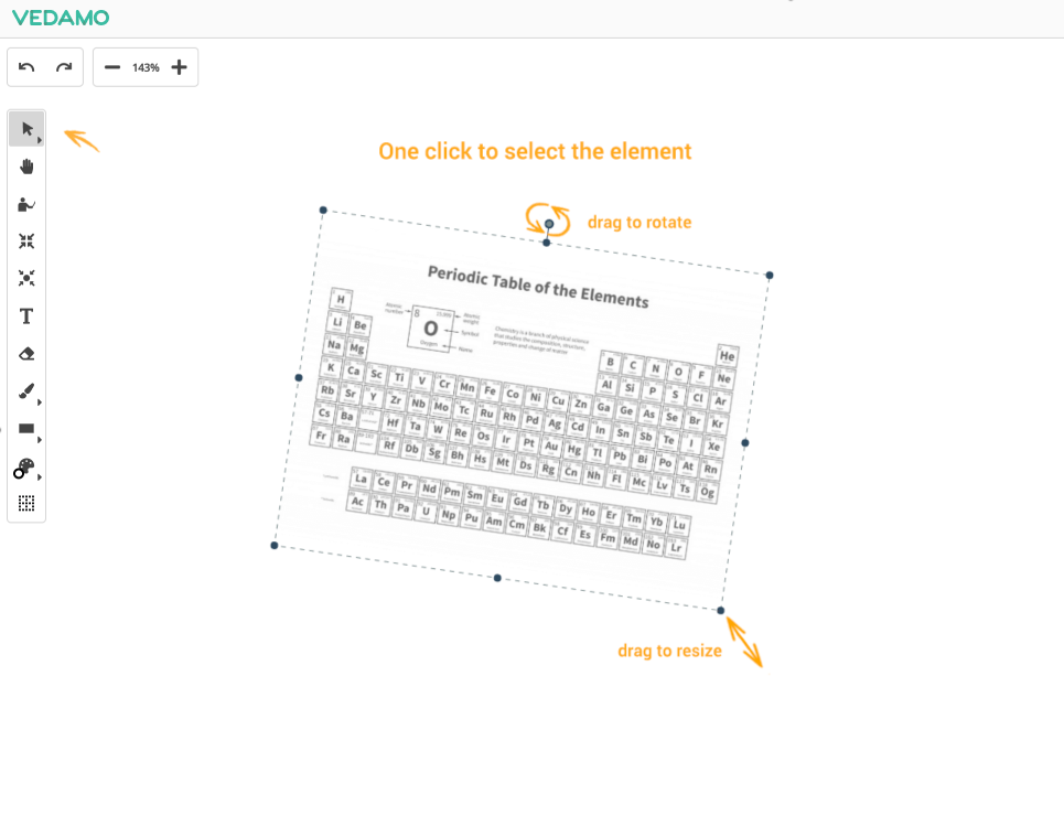 Virtual Classroom Online Whiteboard Tools: Use the Select tool in order to move and edit an object on the whiteboard