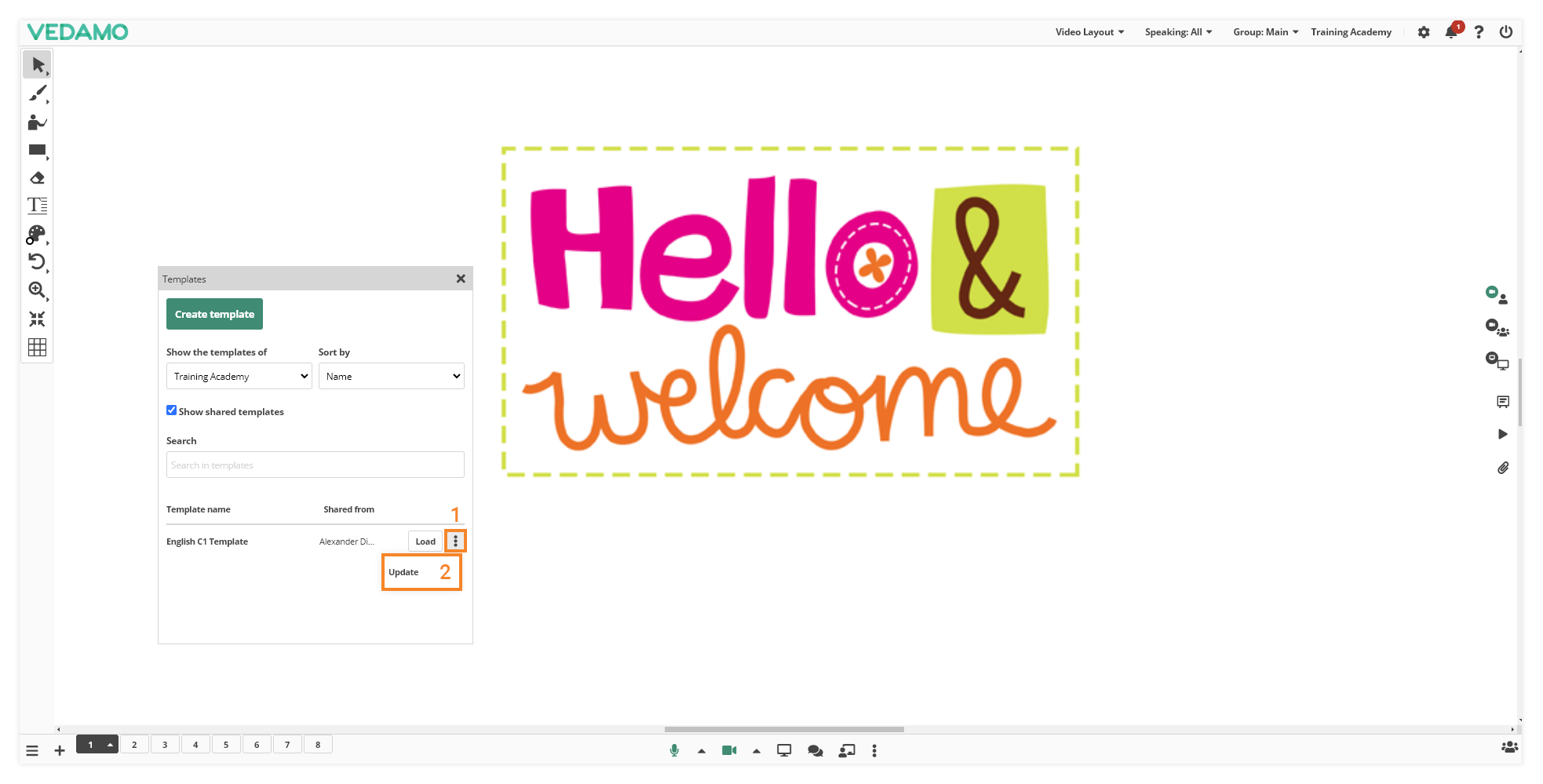 Virtual Classroom Templates: When all the changes have been done, just click on the "Update" button to save the changes.