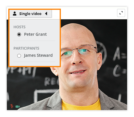 Video Boxes Settings for Participants in the Virtual classroom: Selecting a participant