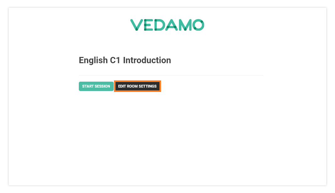 Permanent Links in the VEDAMO platform: Edit session settings option