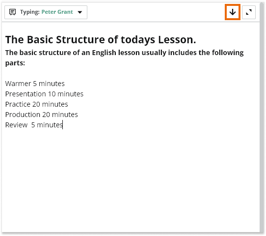 Virtual Classroom Typeboard: The typeboard can be downloaded as a PDF file