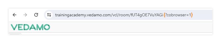 Co-browsing in Vedamo Virtual classroom: in order to unlock the cobrowser you will have to add a flag in the URL